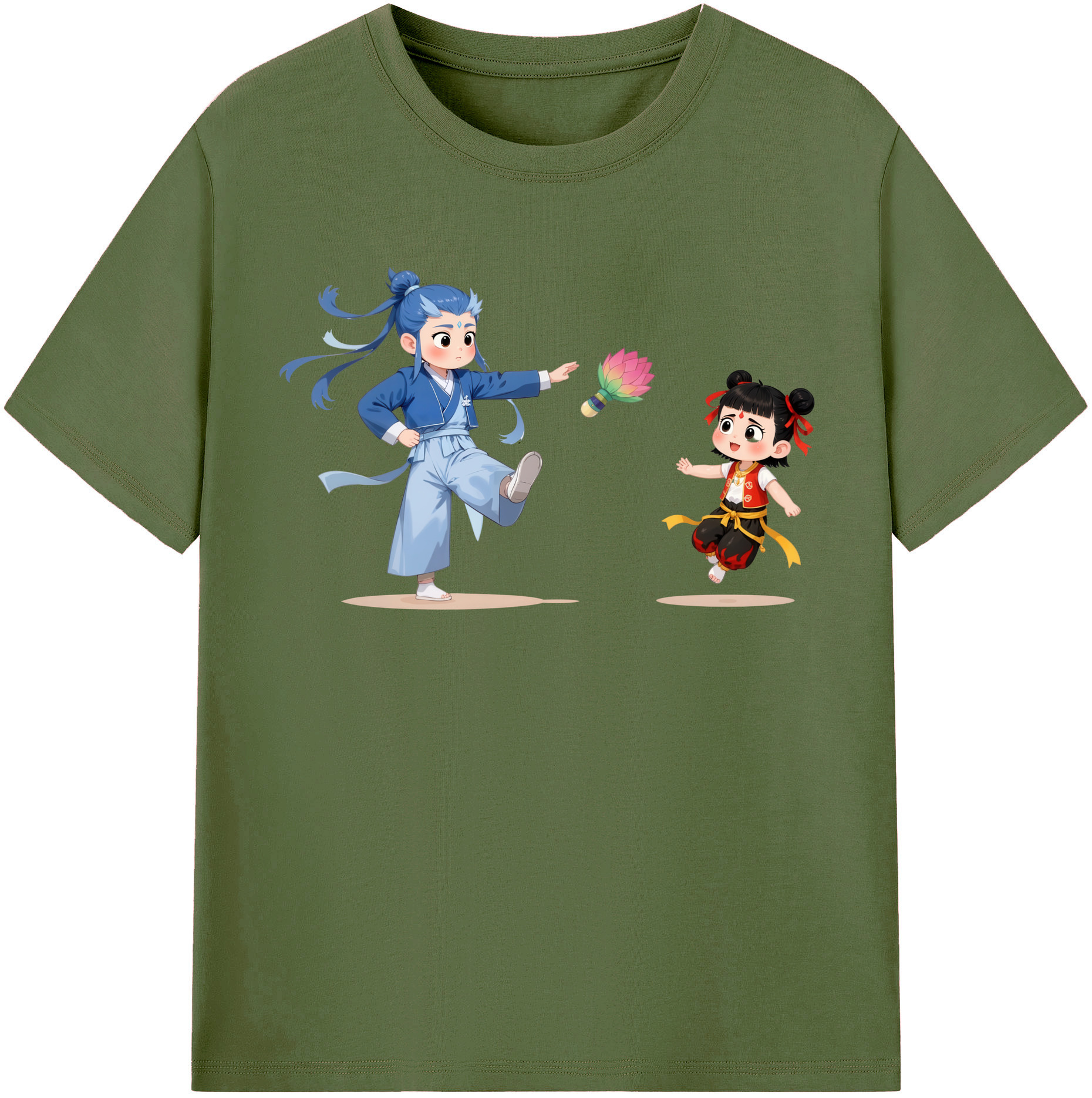（画像用） Ne Zha 2 ナタ 魔童の大暴れ 綿100％半袖Tシャツ（フロントプリント）